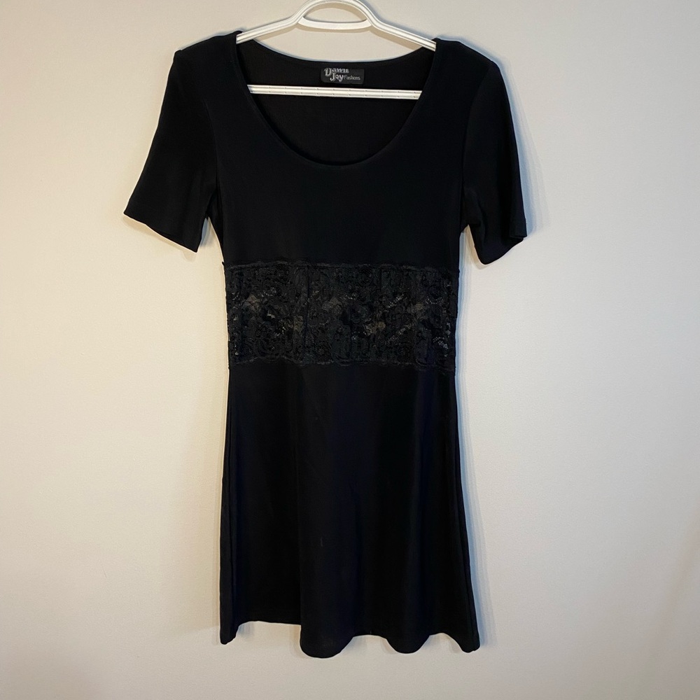 Urban Outfitters Black Mini Dress with Lace Detail